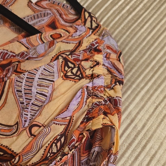 A.L.C. Luna Cotton Swirl Print Mini Dress Split Sleaves in Peach and Brown NWOT - Picture 13 of 16